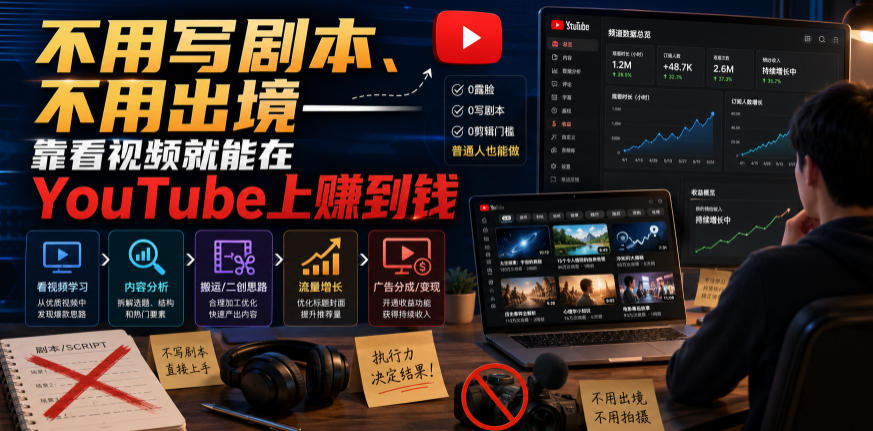 不用写剧本、不用出境——靠看视频就能在YouTube上賺到钱【原创双语字幕】-副业网
