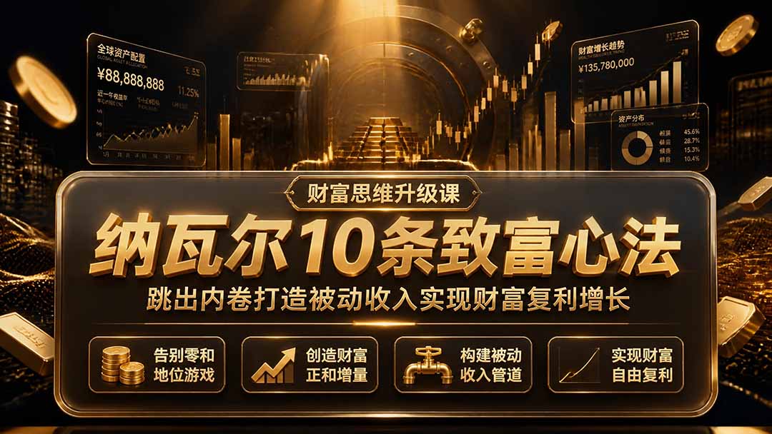 付费文章：纳瓦尔10条致富心法，跳出内卷打造被动收入实现财富复利增长-副业网