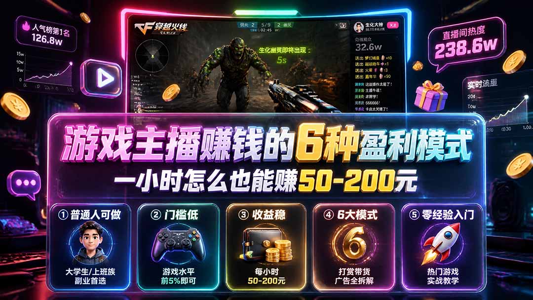 图片[2]-付费文章：游戏主播赚钱的6种盈利模式，一小时怎么也能赚50-200元-副业网
