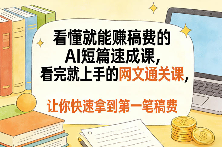 看懂就能賺稿费的AI短篇速成课，看完就上手的网文通关课，让你快速拿到第一笔稿费(更新8月)-副业网