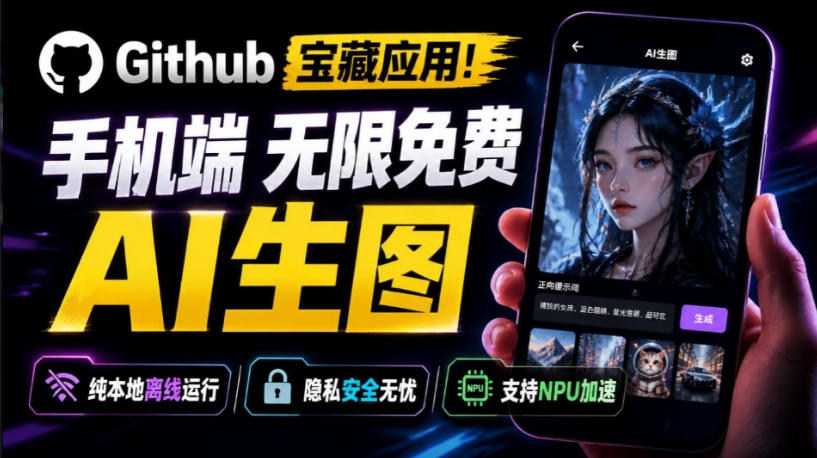 Github宝藏应用！手机端无限免费AI生图，纯本地离线运行，支持NPU加速斩获3.1k stars，local-dream-副业网