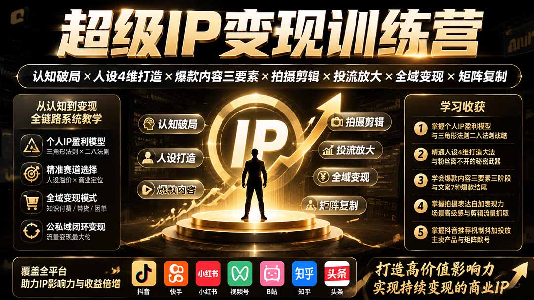 图片[2]-超级IP变现训练营：认知破局×人设4维打造×爆款内容三要素×拍摄剪辑×投流放大×全域变现×矩阵复制-副业网