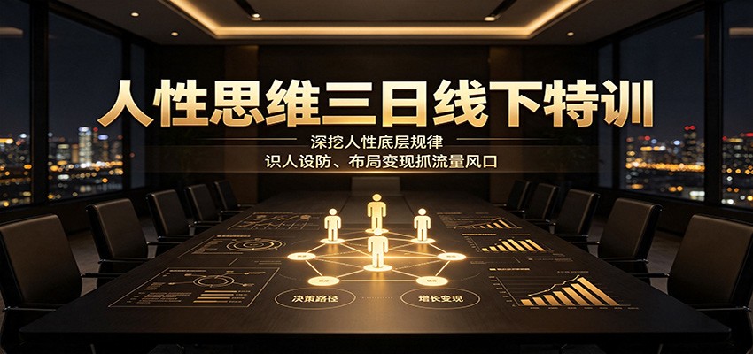 人性思维三日线下特训：深挖人性底层规律，识人设防、布局变现抓流量风口-副业网