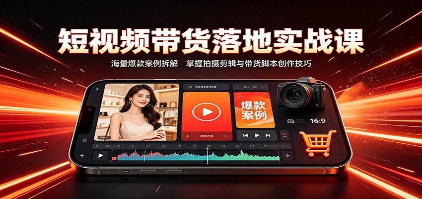 短视频带货落地实战课：海量爆款案例拆解，掌握拍摄剪辑与带货脚本创作技巧-副业网