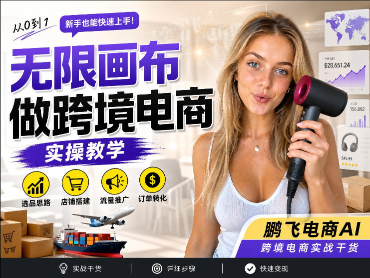 【跨境电商必备】AI无线画布制作商品宣传视频，四步搞定，无线画布工作流，操作简单好上手-副业网