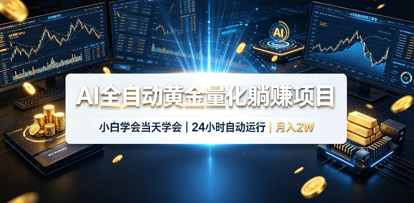 AI全自动黄金量化躺賺项目，24小时自动运行，月入2W！-副业网
