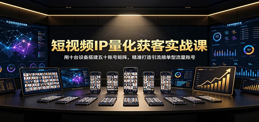 短视频IP量化获客实战课：用十台设备搭建五十账号矩阵，精准打造引流接单型流量账号-副业网
