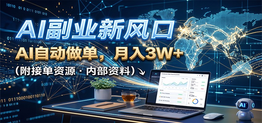 AI副业新风口，AI自动做单，月入3W+，附接单资源-副业网