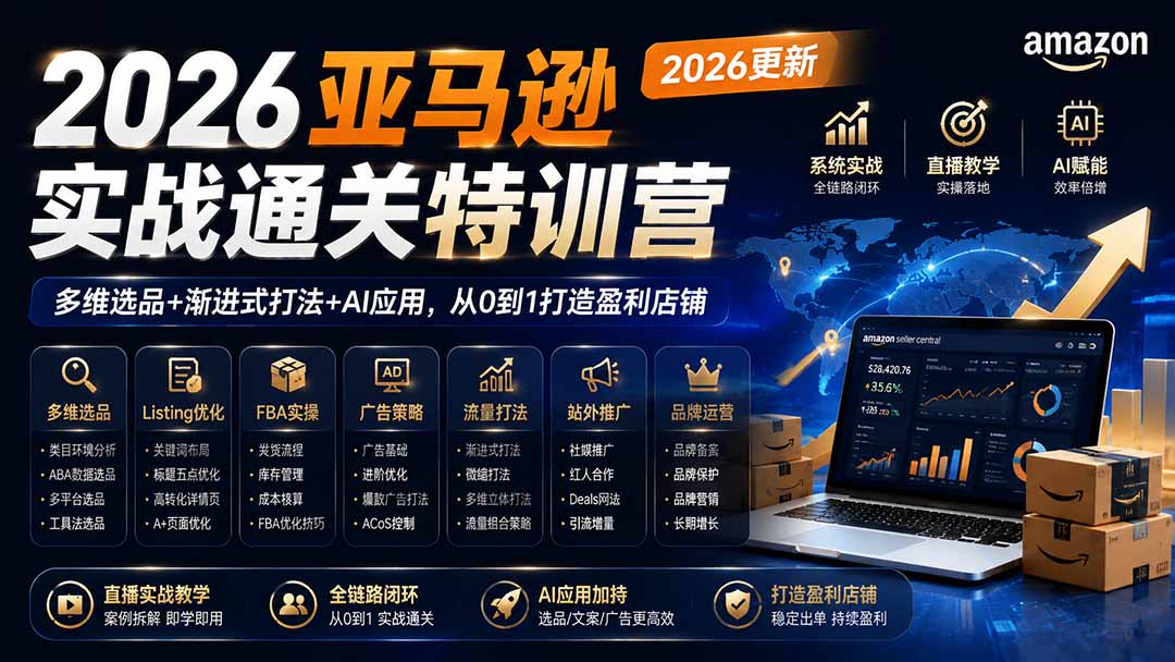图片[2]-2026亚马逊实战通关特训营-2026更新，多维选品+渐进式打法+AI应用，从0到1打造盈利店铺-副业网