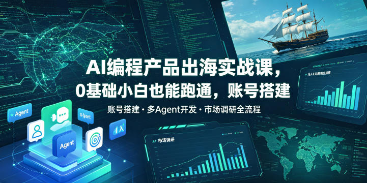 AI编程产品出海实战课，0基础小白也能跑通，账号搭建・多Agent开发・市场调研全流程，月入千刀跨境变现教程(更新)-副业网
