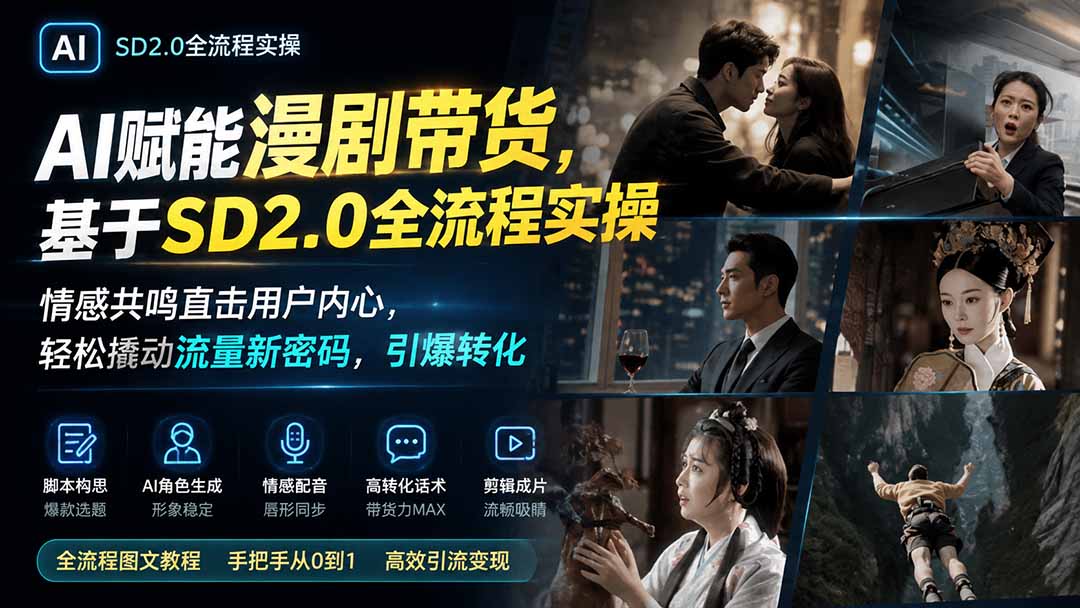 图片[2]-AI赋能漫剧带货，基于SD2.0全流程实操；情感共鸣直击用户内心，轻松撬动流量新密码，引爆转化-副业网