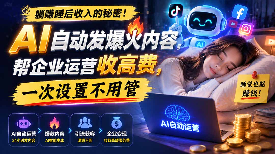 图片[2]-躺赚睡后收入的秘密！AI 自动发爆火内容，帮企业运营收高费，一次设置不用管【原创双语字幕】-副业网