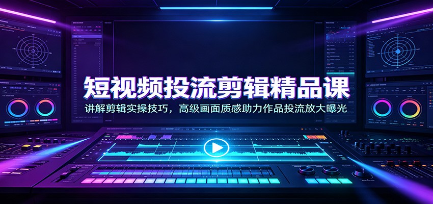 短视频投流剪辑精品课：讲解剪辑实操技巧，高级画面质感助力作品投流放大曝光-副业网