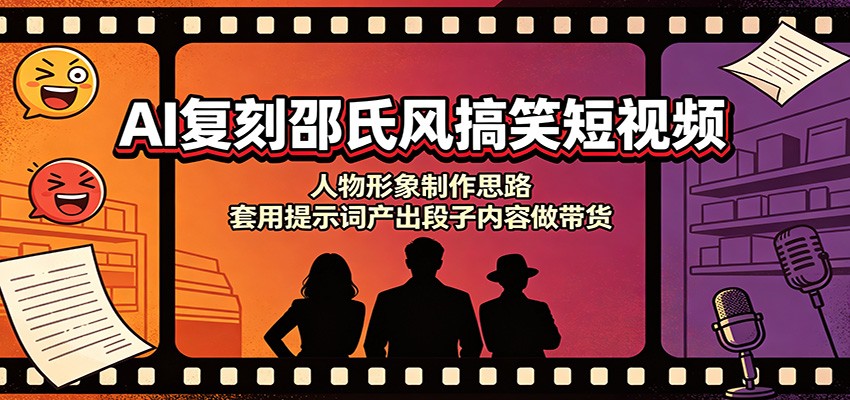 AI复刻邵氏风搞笑短视频：人物形象制作思路，套用提示词产出段子内容做带货-副业网