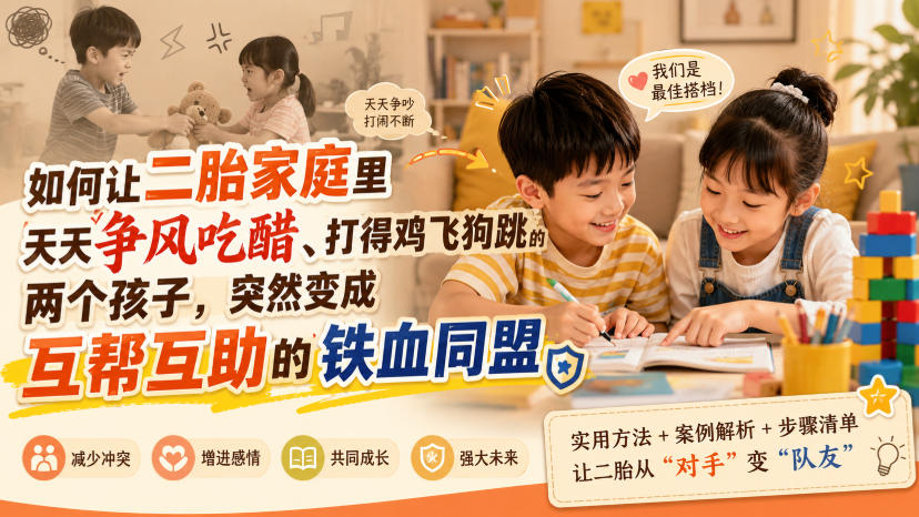 付费文章：如何让二胎家庭里天天争风吃醋、打得鸡飞狗跳的两个孩子，突然变成互帮互助的铁血同盟？-副业网