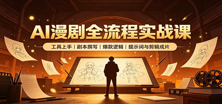 AI漫剧全流程实战课：工具上手、剧本撰写、爆款逻辑、提示词与剪辑成片-副业网