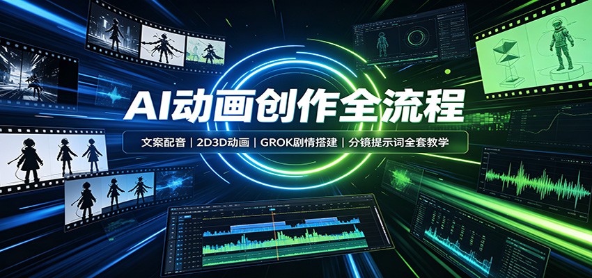 AI动画创作全流程：文案配音，2D3D动画，GROK剧情搭建，分镜提示词全套教学-副业网