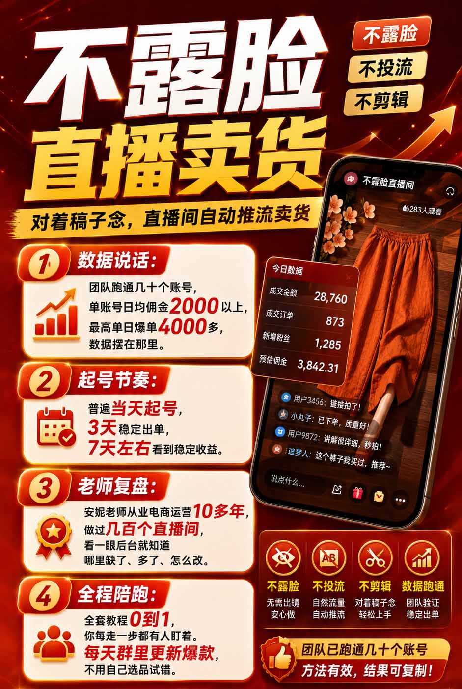 图片[3]-不露脸不投流，这个直播间让我月入过万！没人出镜，订单却一直在出，宝妈直播2小时，佣金839元-副业网