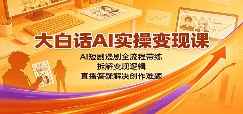 大白话AI实操变现课：AI短剧漫剧全流程带练，拆解变现逻辑，直播答疑解决创作难题-副业网