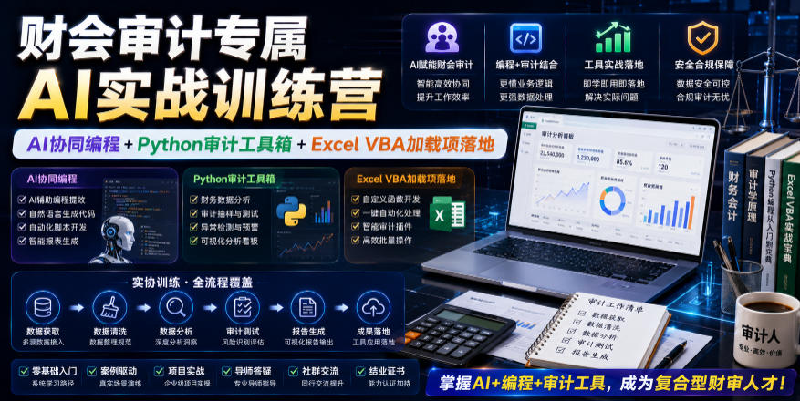 财会审计专属AI实战训练营｜AI协同编程+Python审计工具箱+Excel VBA加载项落地(更新0816)-副业网