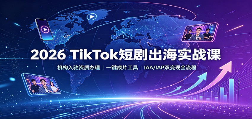 2026 TikTok短剧出海实战课：机构入驻资质办理，一键成片工具，IAA/IAP双变现全流程-副业网