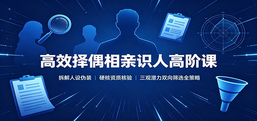高效择偶相亲识人高阶课：拆解人设伪装，硬核资质核验，三观潜力双向筛选全策略-副业网