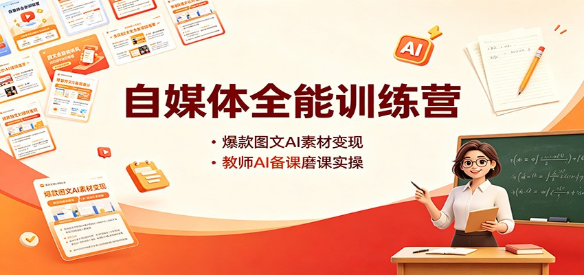 自媒体全能训练营：爆款图文AI素材变现，教师AI备课磨课实操-副业网