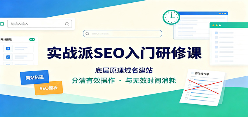 实战派SEO入门研修课：底层原理域名建站，分清有效操作与无效时间消耗-副业网