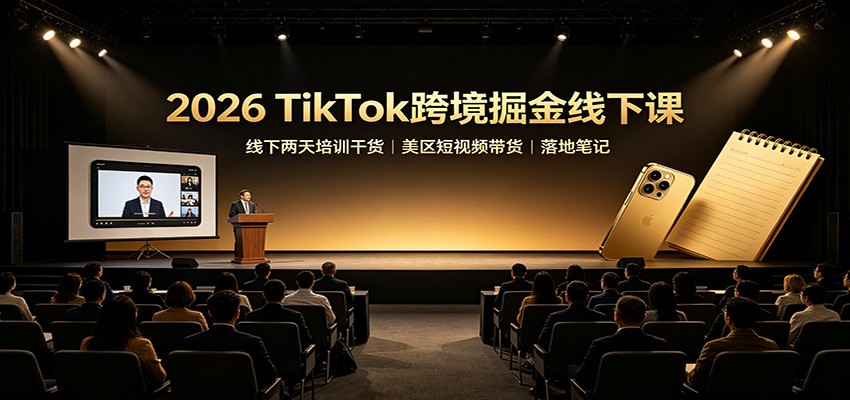 2026 TikTok跨境掘金线下课：线下两天培训干货，美区短视频带货落地笔记-副业网