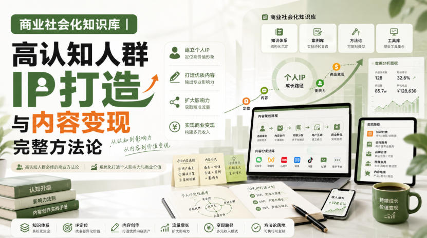 商业社会化知识库｜高认知人群IP打造与内容变现完整方法论【文档】-副业网