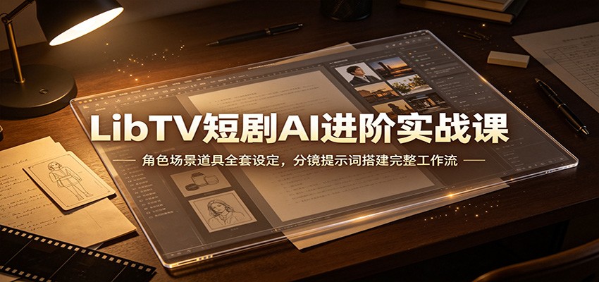 LibTV短剧AI进阶实战课：角色场景道具全套设定，分镜提示词搭建完整工作流-副业网
