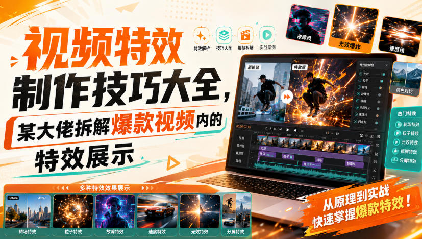 视频特效制作技巧大全，某大佬拆解爆款视频内的特效展示-副业网