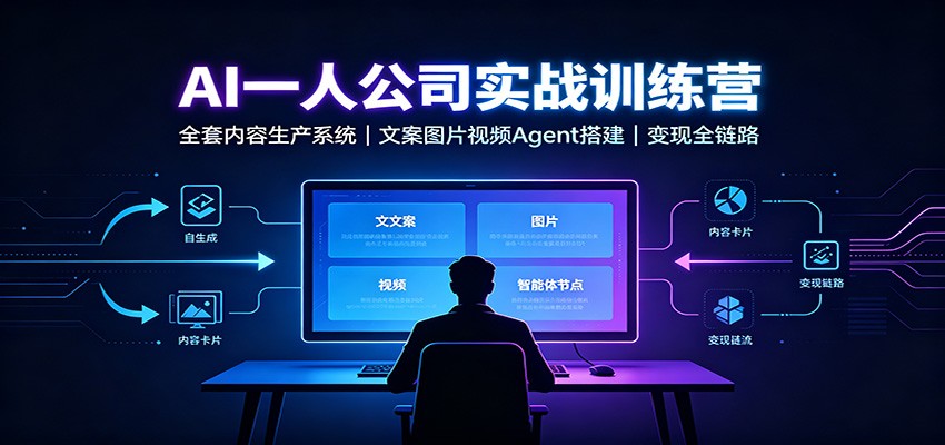AI创作一人公司实战训练营：全套内容生产系统，文案图片视频Agent搭建变现全链路-副业网
