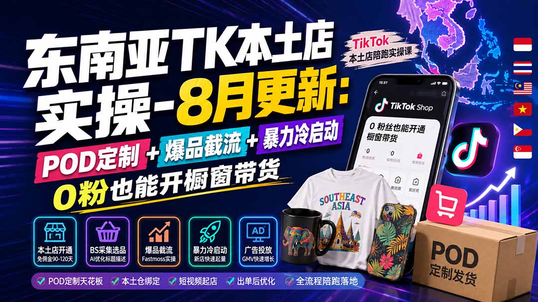 图片[2]-东南亚TK本土店实操-8月更新：POD定制+爆品截流+暴力冷启动，0粉也能开橱窗带货-副业网