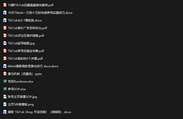 图片[2]-TikTok从0-1实操资料包：养号SOP+爆款公式+投流手册-副业网