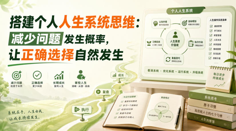 付费文章：搭建个人人生系统思维：减少问题发生概率，让正确选择自然发生-副业网