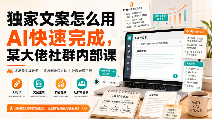 独家文案怎么用AI快速完成，某大佬社群内部课-副业网