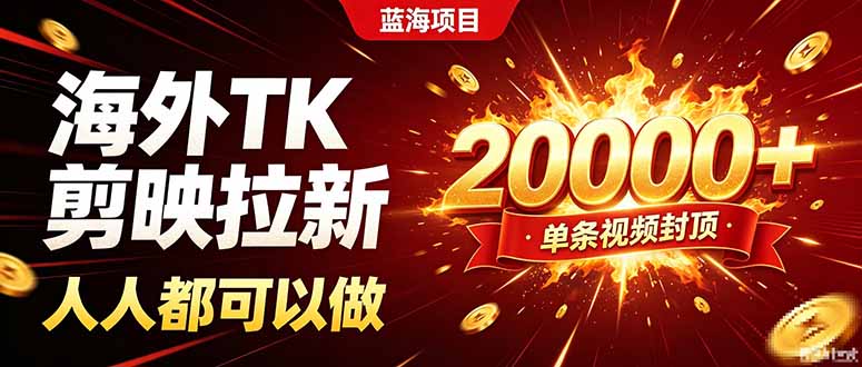 海外TK拉新新玩法，剪映就能做，不用经验不用粉丝，单条视频收益上限20000+-副业网