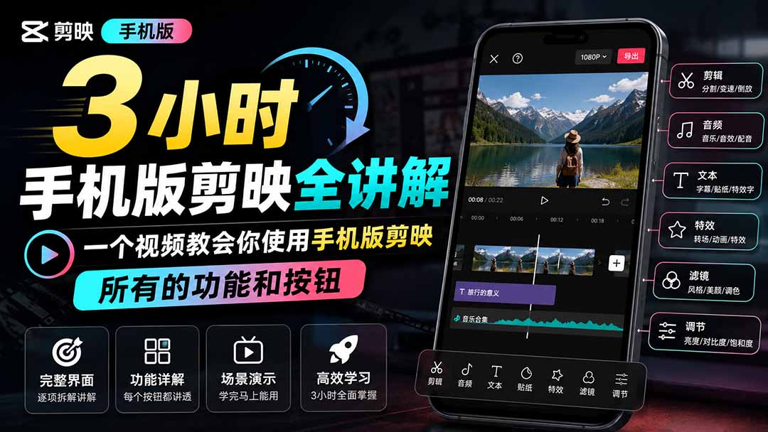 图片[2]-3小时手机版剪映全讲解，一个视频教会你使用手机版剪映，所有的功能和按钮-副业网