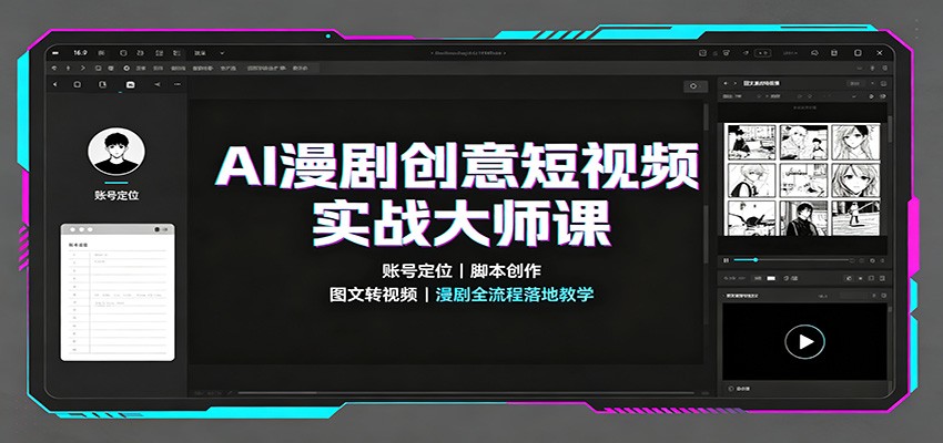 AI漫剧创意短视频实战大师课：账号定位脚本创作，图文转视频，漫剧全流程落地教学-副业网