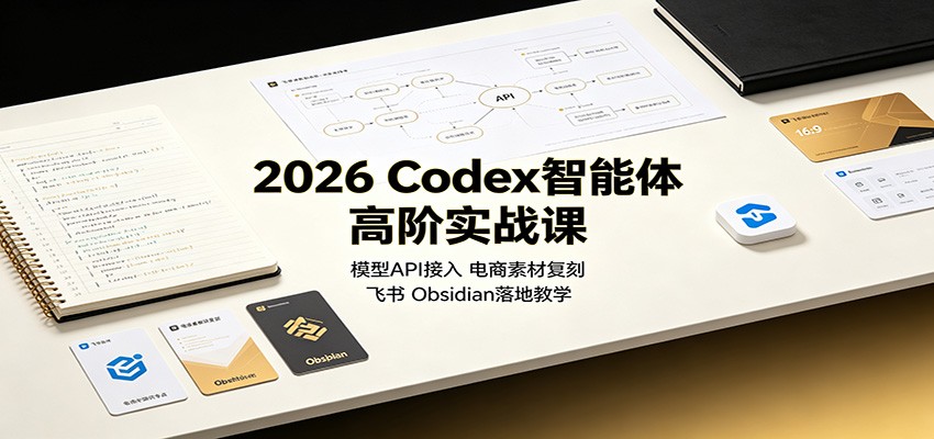 2026 Codex智能体高阶实战课：模型API接入，电商素材复刻，飞书Obsidian落地教学-副业网