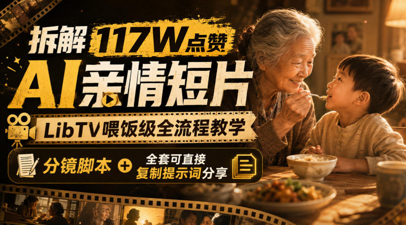 拆解117W点赞AI亲情短片，LibTV喂饭级全流程教学，分镜脚本+全套可直接复制提示词分享-副业网
