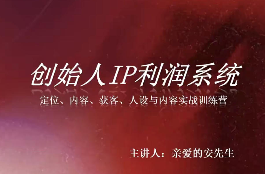 创始人IP利润系统8月训练营，定位、内容、获客、人设与内容实战训练营-副业网