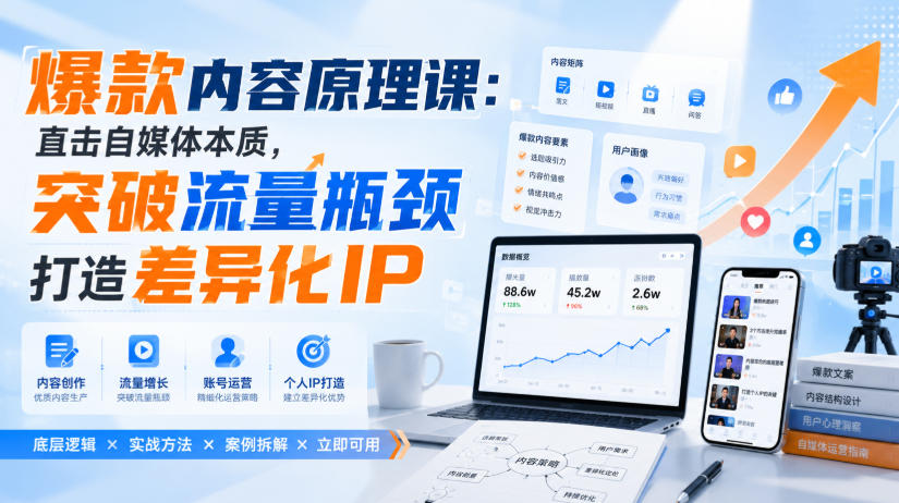 爆款内容原理课：直击自媒体本质，突破流量瓶颈打造差异化IP-副业网