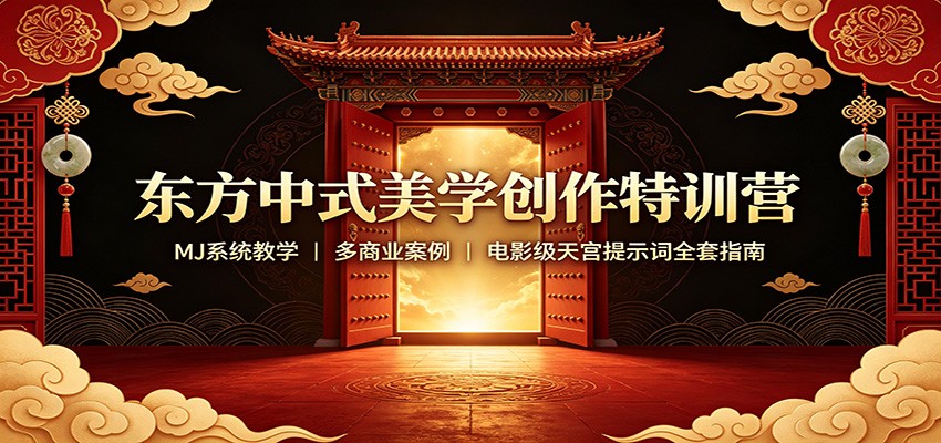 东方中式美学创作特训营：MJ系统教学，多商业案例，电影级天宫提示词全套指南-副业网