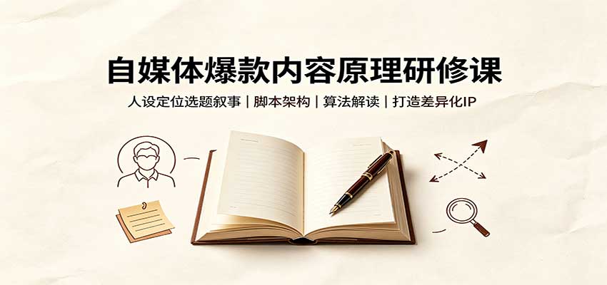 自媒体爆款内容原理研修课:人设定位选题叙事,脚本架构,算法解读打造差异化IP-副业网