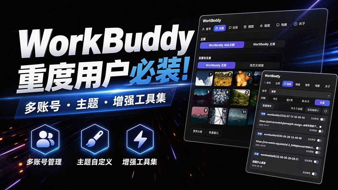 WorkBuddy重度用户必装！多账号·主题·增强工具集，零侵入、零重签名，WorkDaddy-副业网