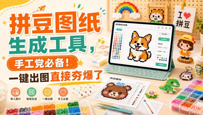 拼豆图纸生成工具,手工党必备!一键出图直接夯爆了-副业网