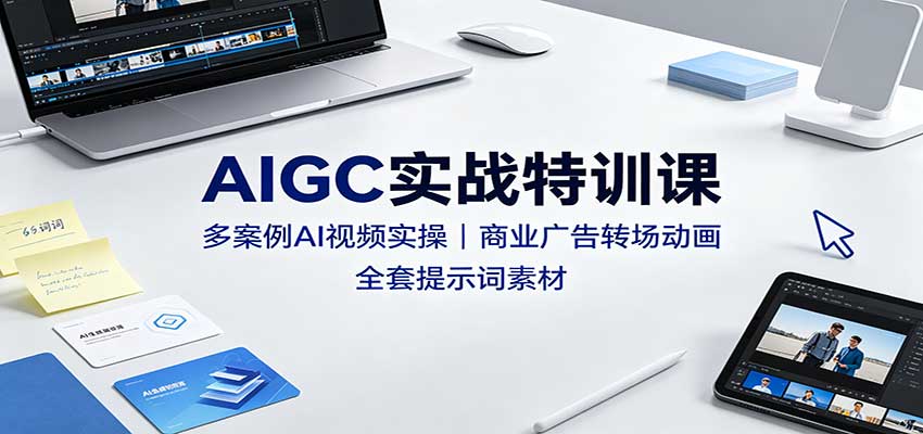 AIGC实战特训课：多案例AI视频实操，商业广告转场动画，全套提示词素材-副业网
