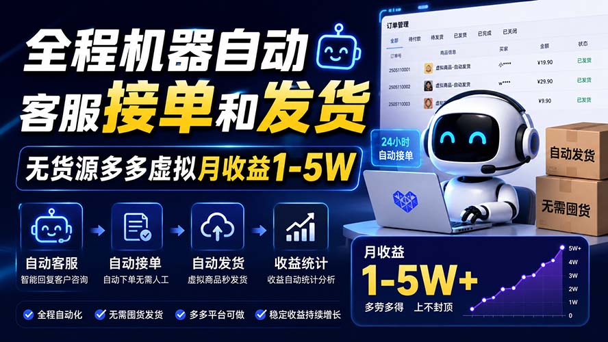 图片[2]-全程机器自动客服接单和发货，无货源多多虚拟月收益1-5W-副业网
